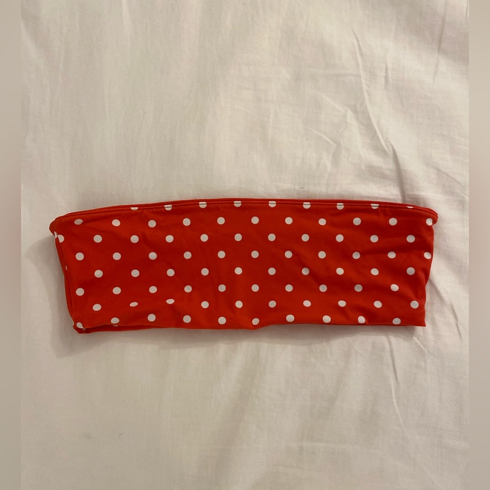 Red Polka Dot Bandeau Bikini Top